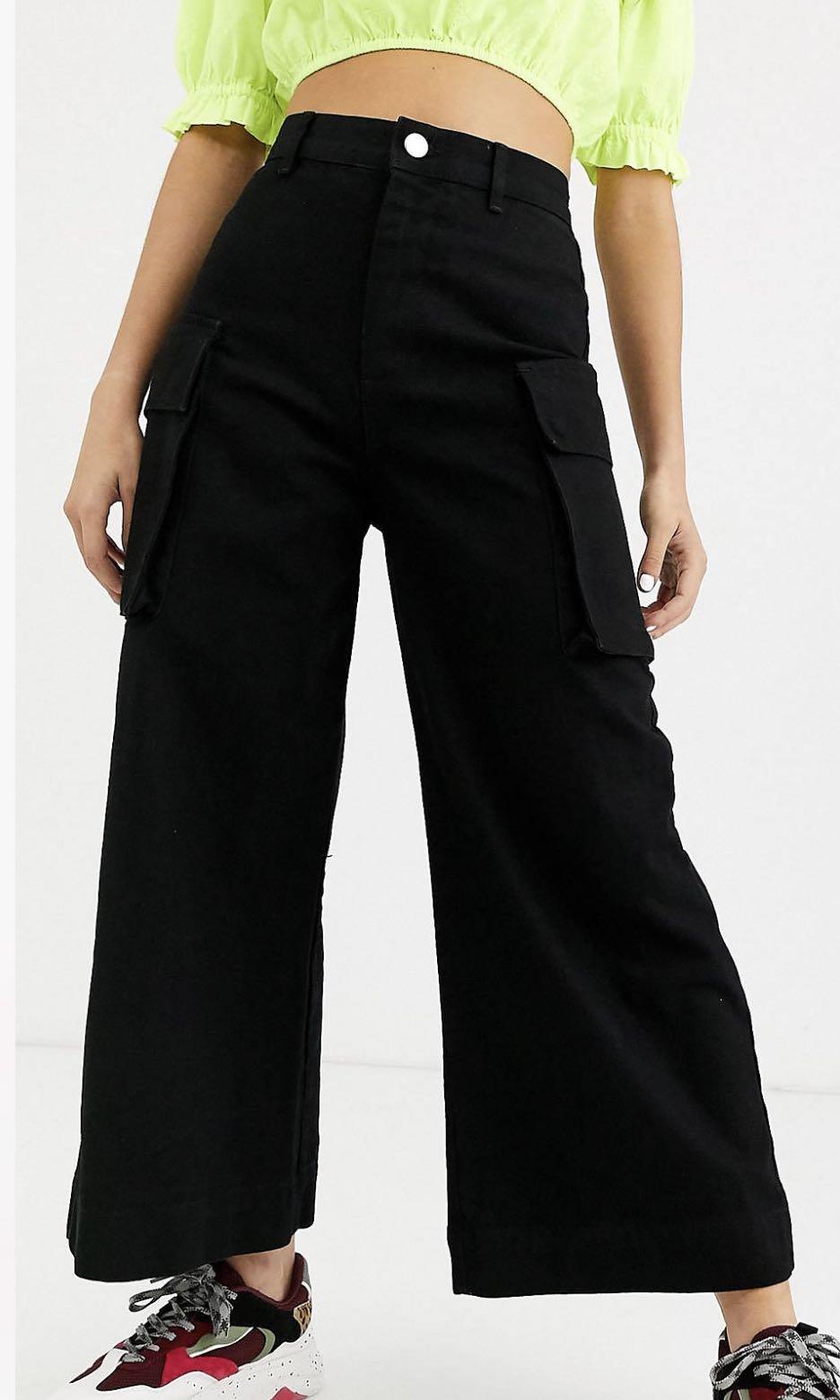 ASOS design cropped wide leg jeans w 