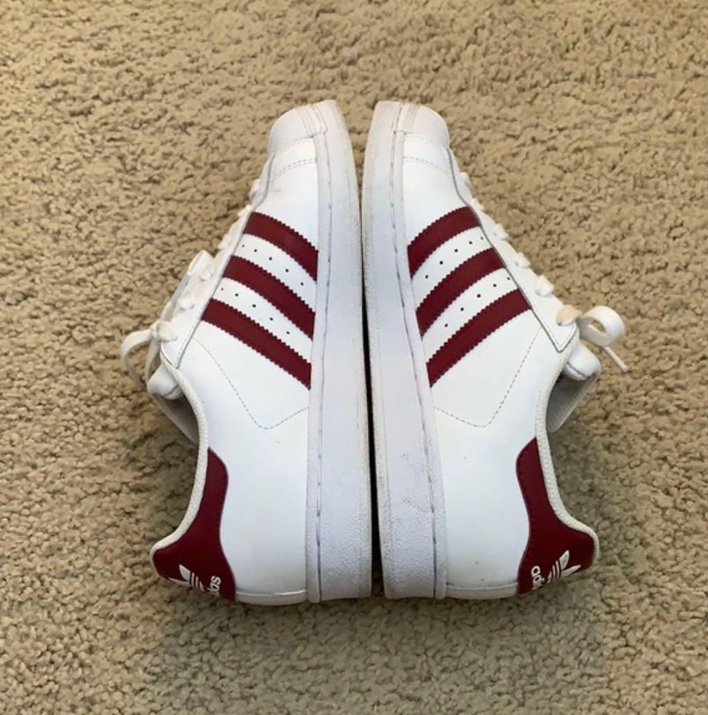 Maroon adidas sale superstar