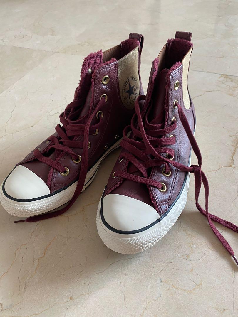 Authentic Converse 8 eyelets Burgundy leather shoes, Men's Fashion,  Footwear, Dress Shoes on Carousell