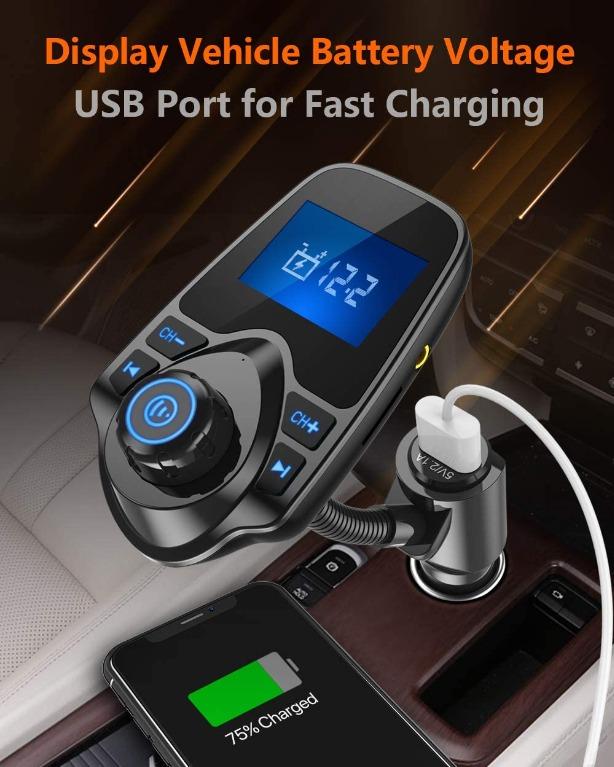 BNIB Nulaxy KM18 Bluetooth Car FM Transmitter Audio Adapter