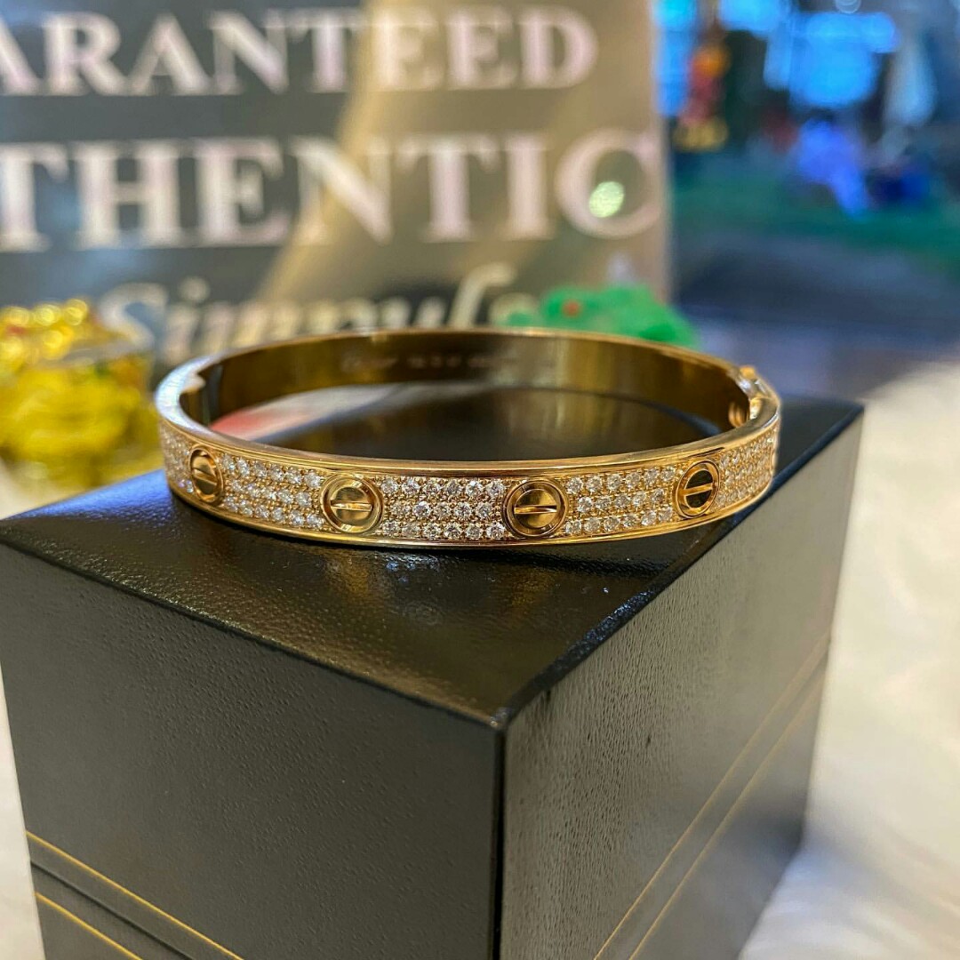 CARTIER LOVE BANGLE 18k ROSEGOLD 17 inches size small W DIAMONDS Women s Fashion Jewelry Organizers Bracelets on Carousell