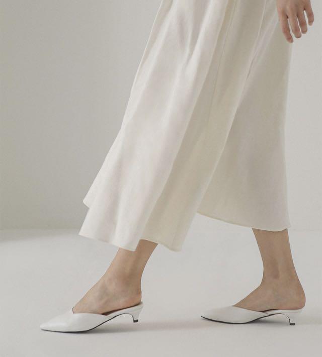 White kitten top heel mule