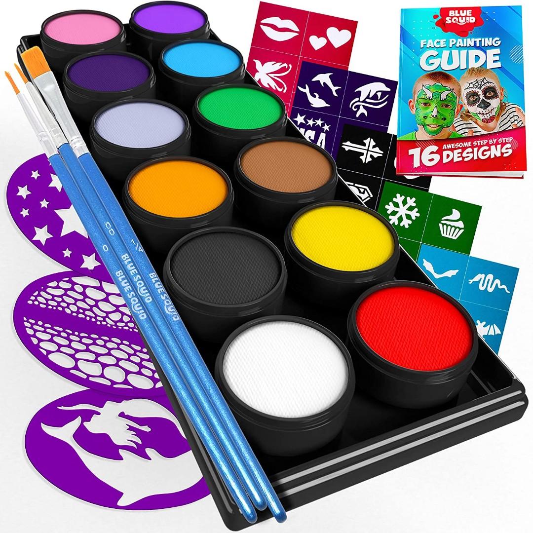 Face Painting Kit for Kids with 16 Colors - Step-by Step Tutorial Included