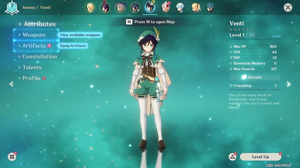 Genshin Impact Asia Server Starter Account Ar7 Venti 5 Star Video Gaming Video Games On Carousell