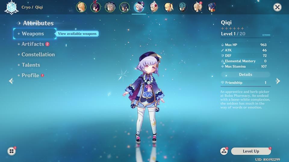 Genshin Impact Asia Server Starter Account Ar7 Qiqi 5 Star Video Gaming Video Games On Carousell