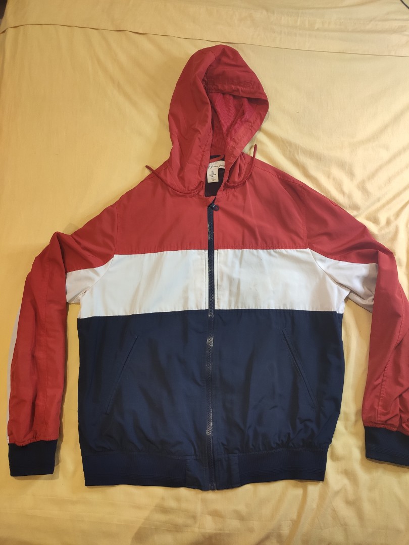 H&m red white and cheap blue jacket
