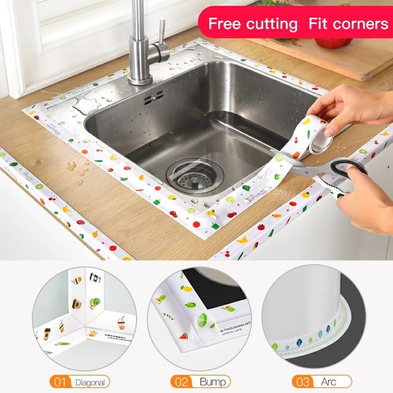 kitchen sink waterproof sticker anti mold waterproof tape bathroom countertop toilet gap self adhesive seam stickers furniture home living bathroom kitchen fixtures on carousell