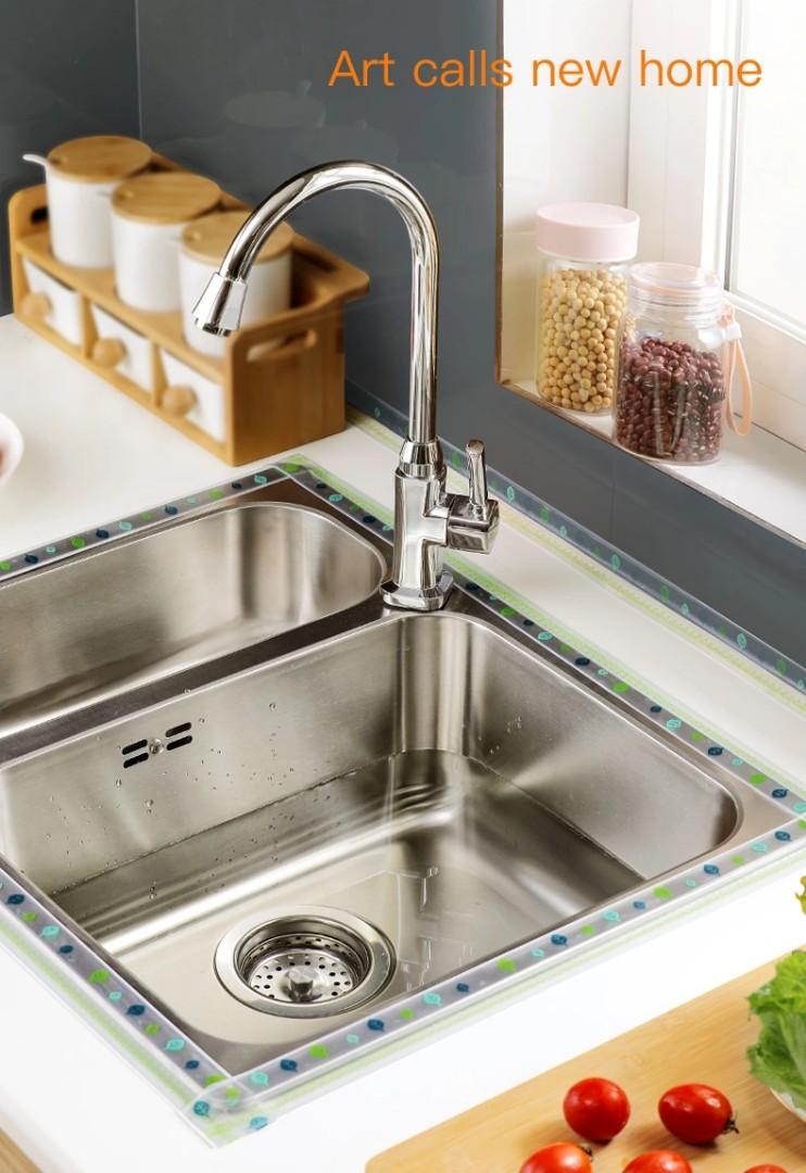 kitchen sink waterproof sticker anti mold waterproof tape bathroom countertop toilet gap self adhesive seam stickers furniture home living bathroom kitchen fixtures on carousell
