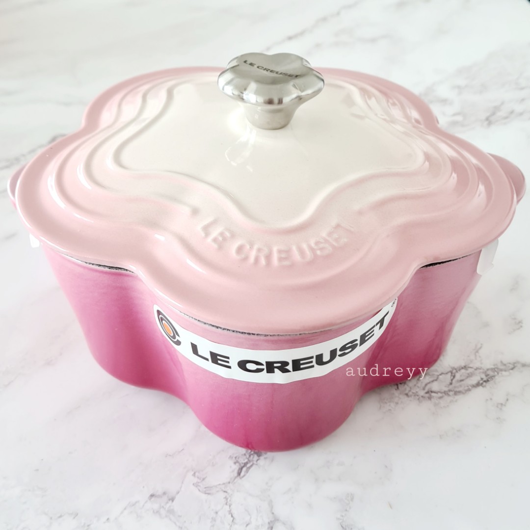 Le Creuset Flower Casserole in Ombre Pink, Everything Else on Carousell