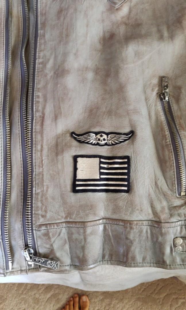 Limited edition Affliction Leather Jacket American Custom gray
