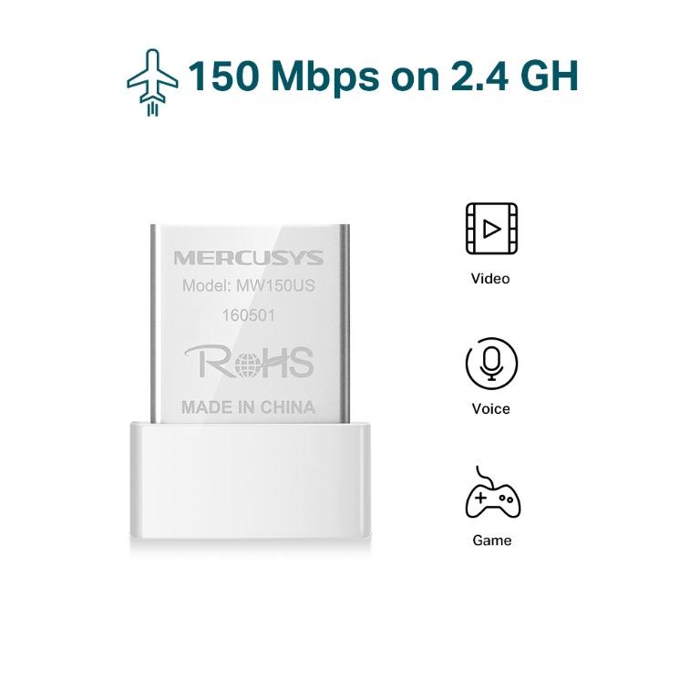 Mercusys MW150US N150 Wireless Nano USB Adapter (Category: Portable Audio Accessories) located in Manila. Submitted by sdfsolutions (Listing ID 1040802646, Image 2). Description: Compact, convenient solution to make your device wireless Perfect for essential Internet applications such as web browsing, email, and chatting Supports Windows 10/8.1/8/7/XP (32/64bit) Tags: Adapter Dongle Wifi adapter Wifi dongle Wifi receiver Wireless receiver Wireles