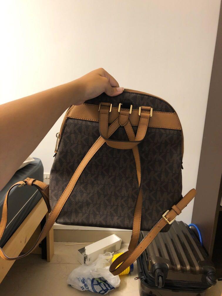 brown michael kors backpack purse
