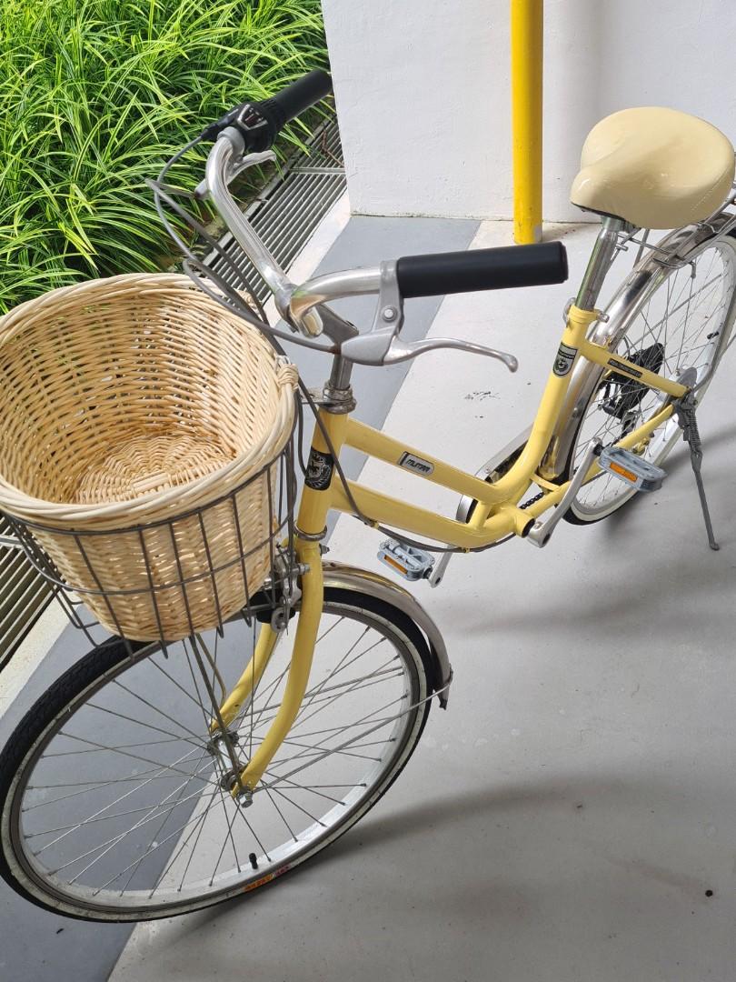 Ladies bike with wicker hot sale basket