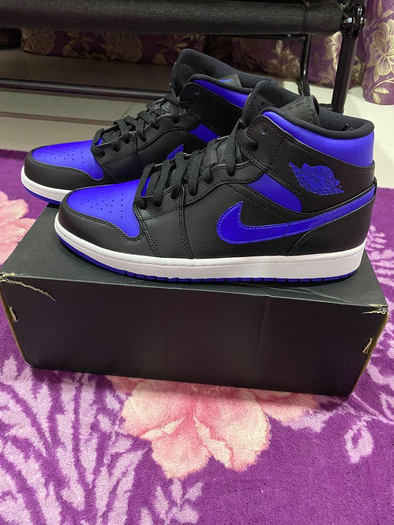Nike Air Jordan 1 Mid “Hyper Royal”, Men's Fashion, Footwear 買い方 Nike Air Violet Royal Hyper Mid 1 Jordan スニーカー