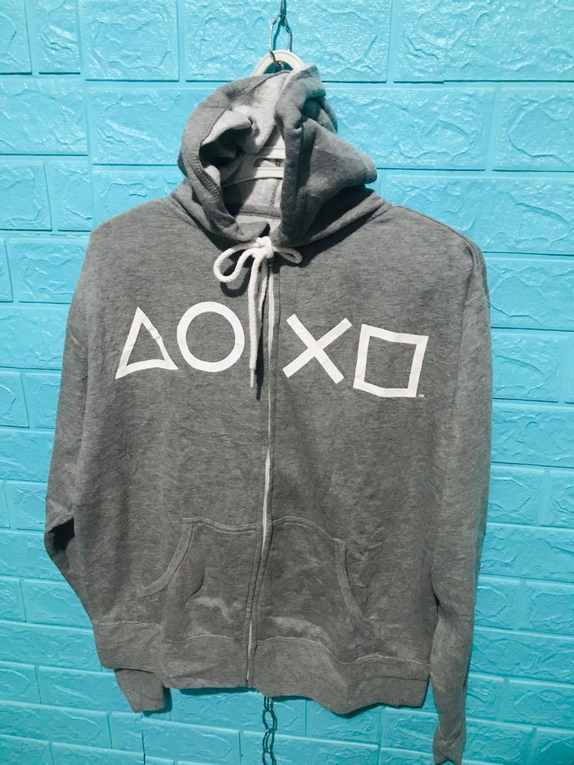playstation hoodie grey