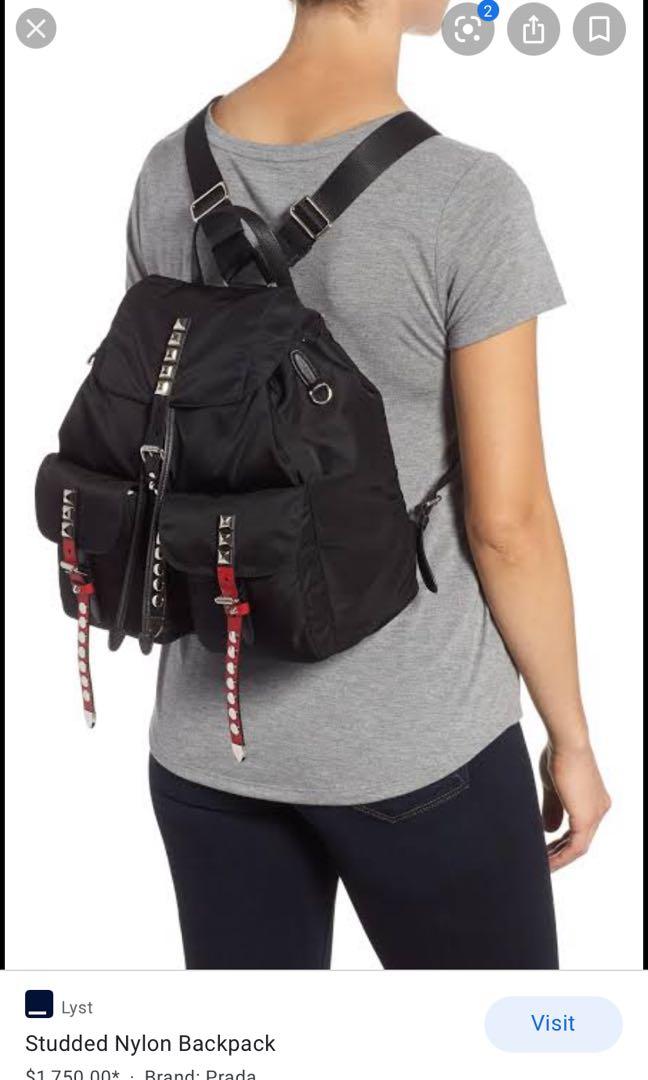 Prada studded sales nylon backpack