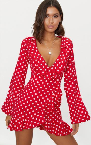 Red polka deals dot frill dress