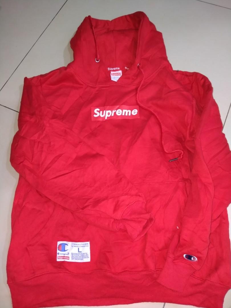 Supreme x champion hoodie red sale