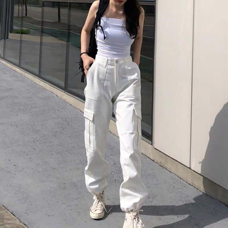 cargo jeans white