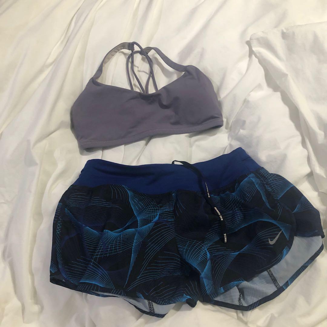 nike shorts and bra set