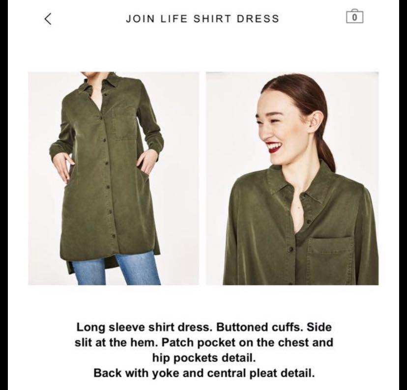 zara green collared dress