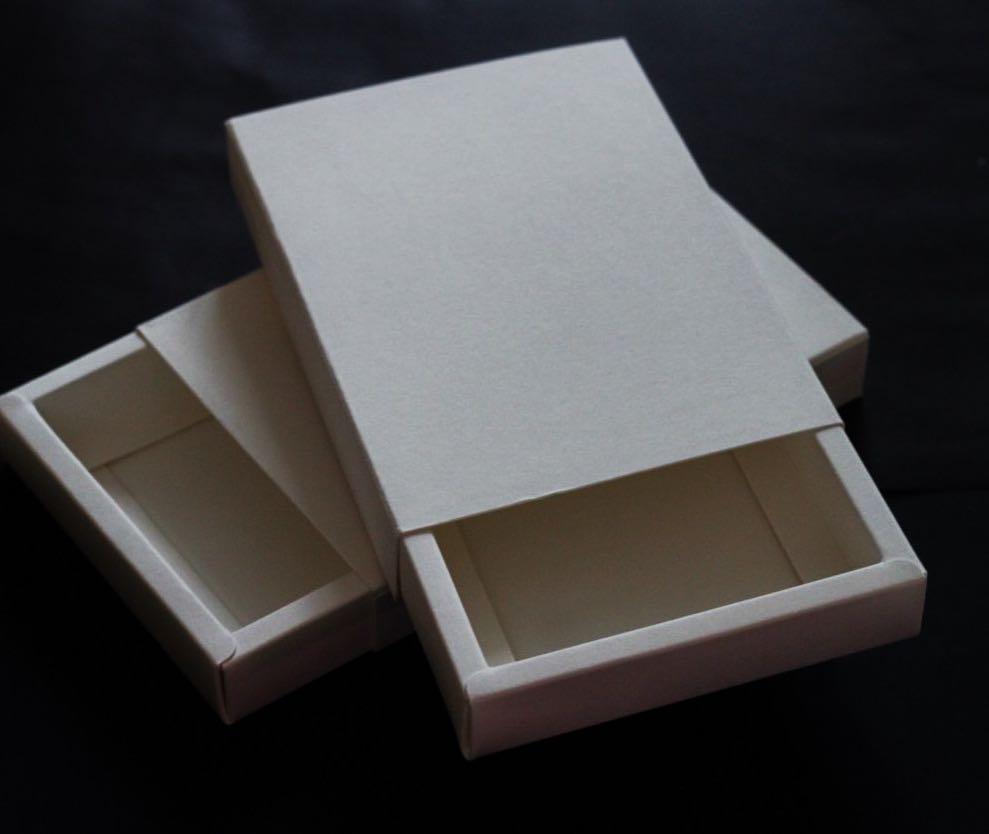 5pcs/ 13*9*2cm Cardboard Drawer Box. Cream White, Matte, Textured