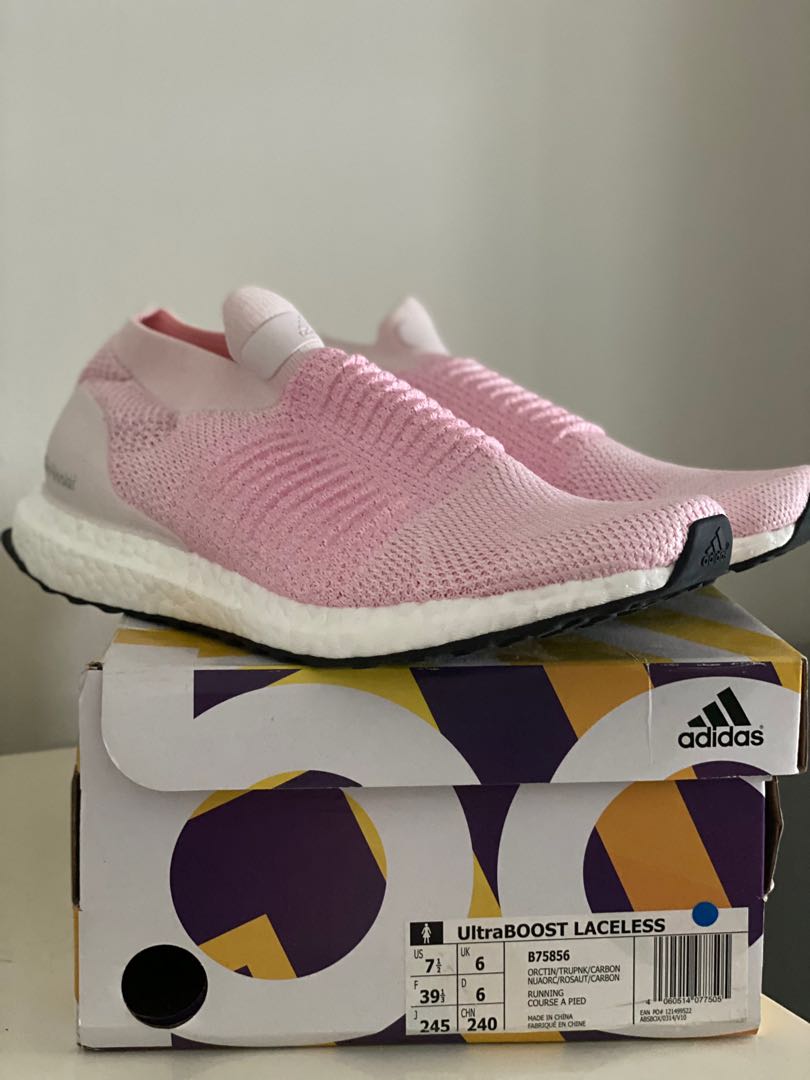 adidas ultra boost laceless pink