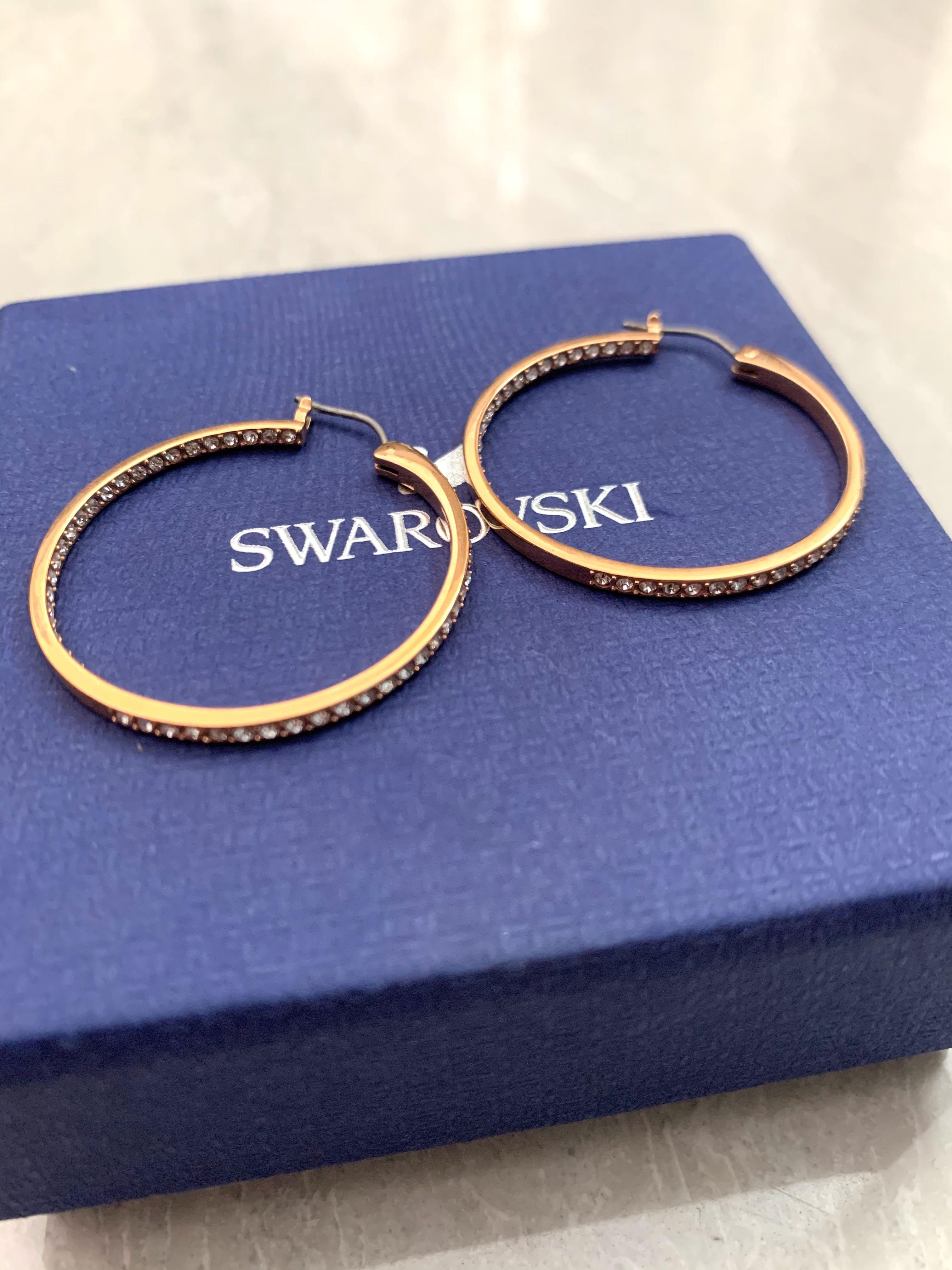 Authentic Swarovski Sommerset Hoop Earrings Rose Gold Plating