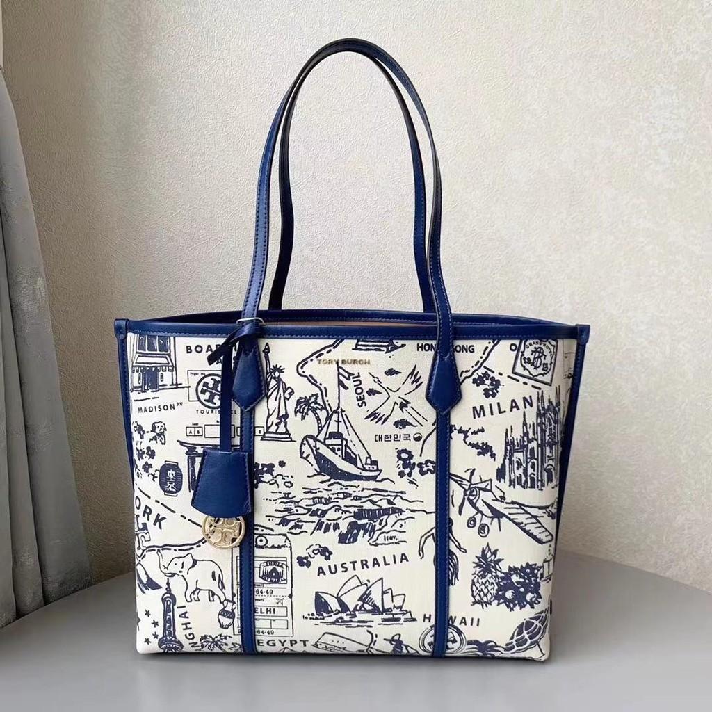 tory burch perry printed tote