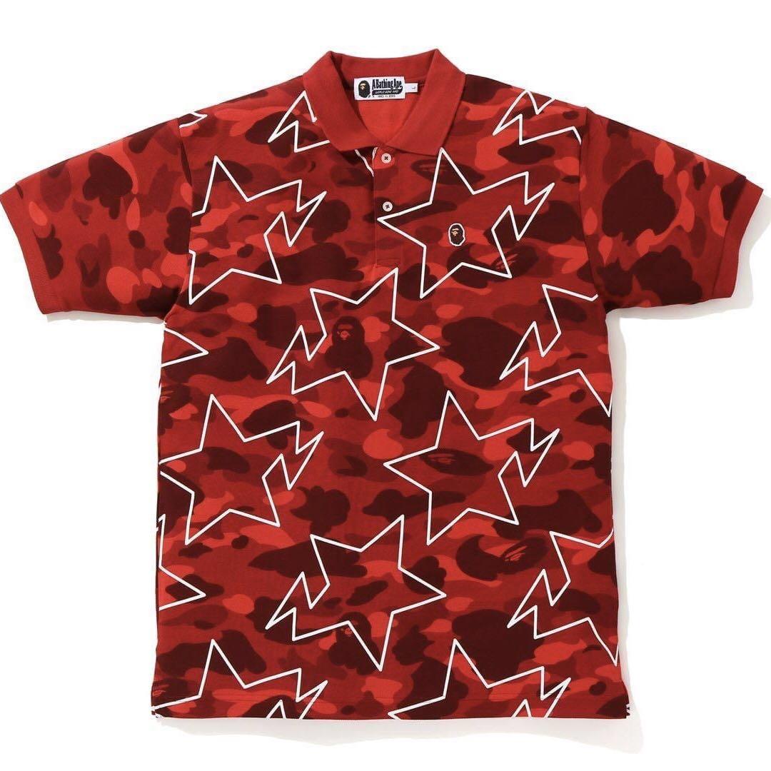 BAPE COLOR CAMO STA APE HEAD ONE POINT POLO, Men's Fashion, Tops & Sets, Tshirts & Polo Shirts 