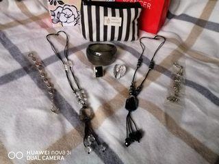 Black bundles- necklaces, rings, bangle, bracelet & pouch