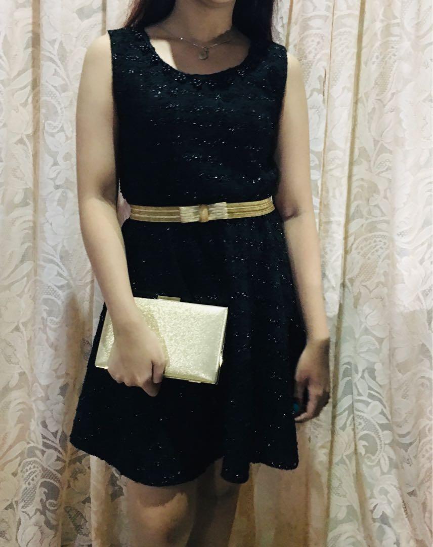 Black dress with a touch of gold clearance