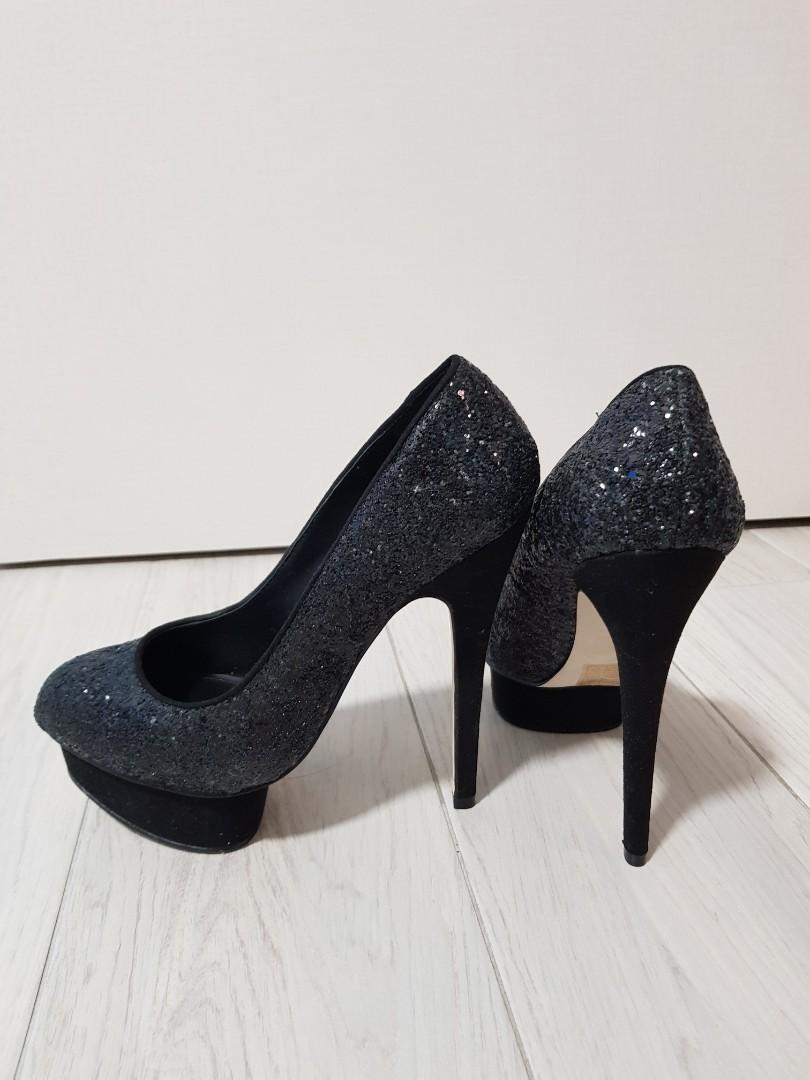 Black sparkly Aldo platform heels