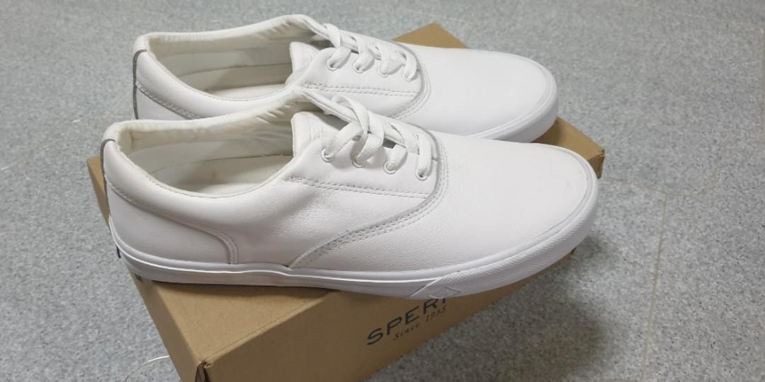 sperry white leather