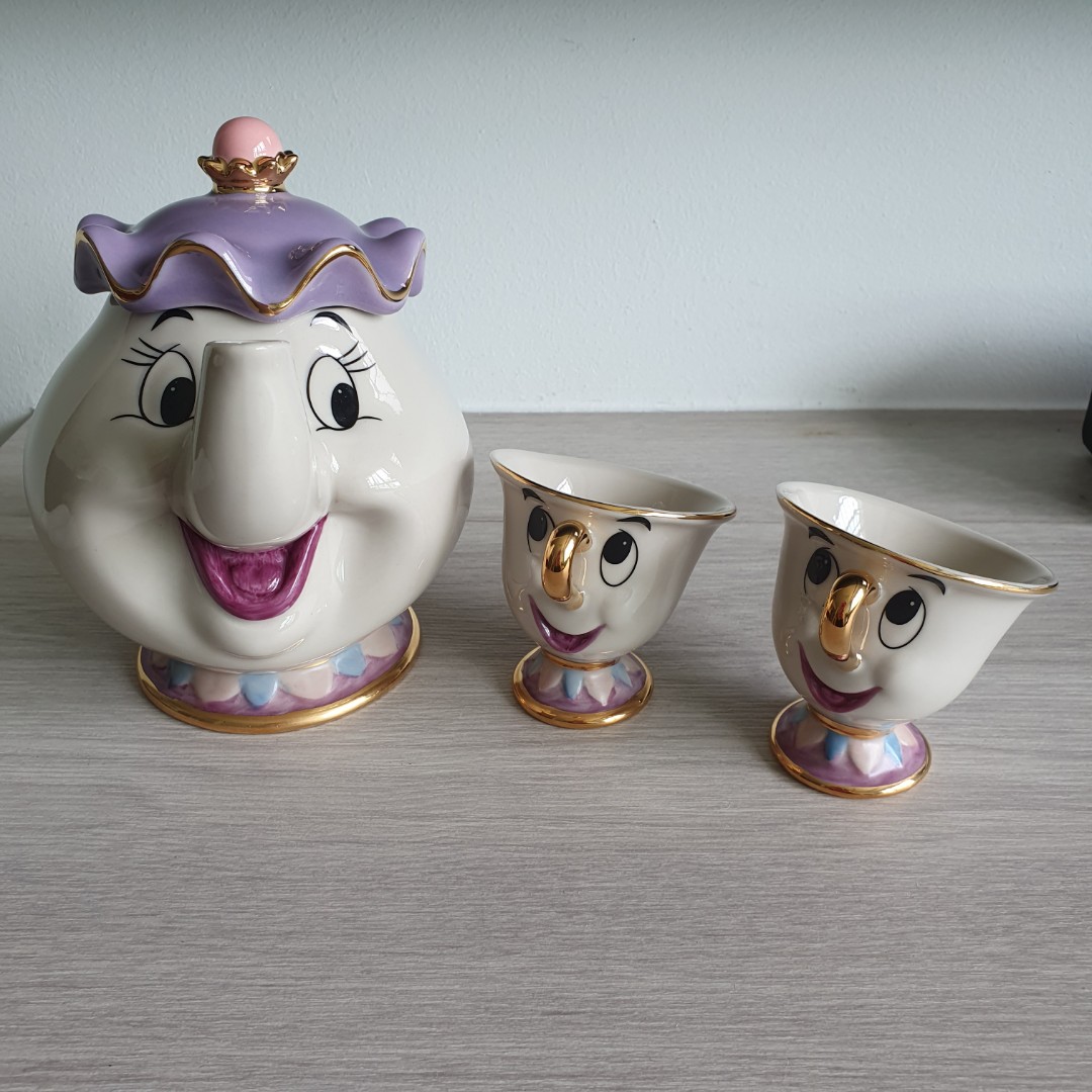 Bnib Beauty The Beast Mrs Potts Teapot Set Disney Furniture Home Living Kitchenware Tableware Coffee Tea Tableware On Carousell