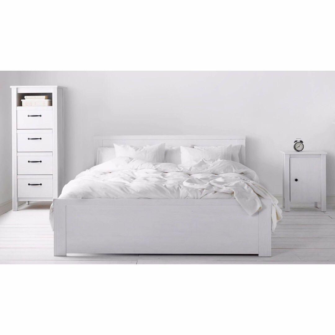 Brand New IKEA Brusali King Size Bedframe White Furniture