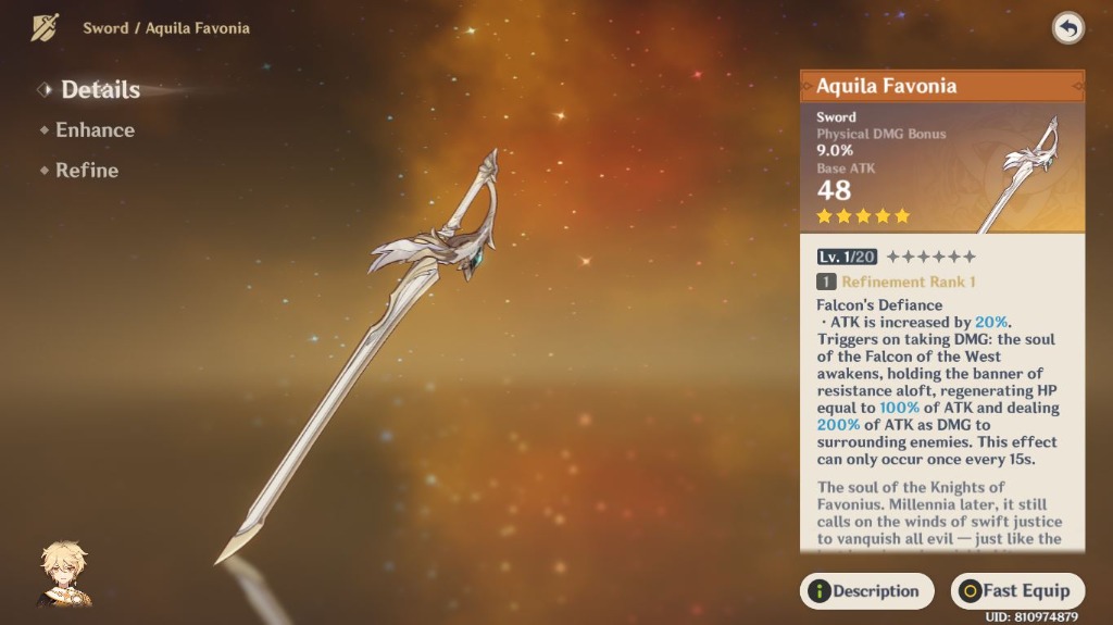Genshin Impact Ar7 5 Star Weapon Aquila Favonia 4 Star Rank2 Rust 4 Star Fischl Video Gaming Others On Carousell