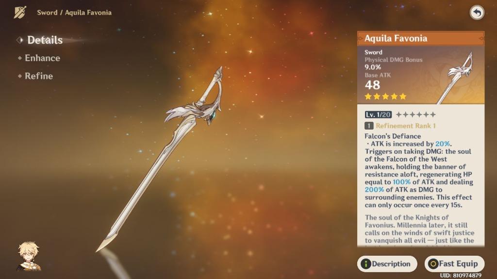 Genshin Impact Ar7 5 Star Weapon Aquila Favonia 4 Star Rank2 Rust 4 Star Fischl Video Gaming Others On Carousell