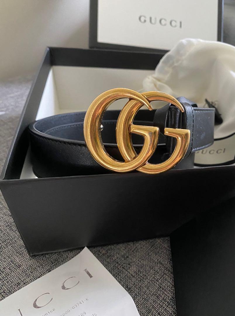 Gucci Double G 80cm Leather Belt in Nero Luxury Accessories on Carousell