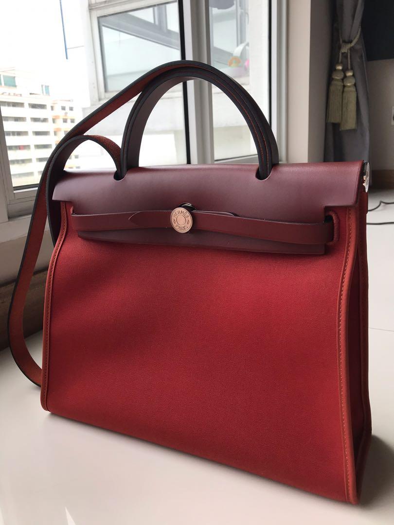 Hermes Herbag 31 - Rouge Venitien, Luxury, Bags & Wallets on Carousell