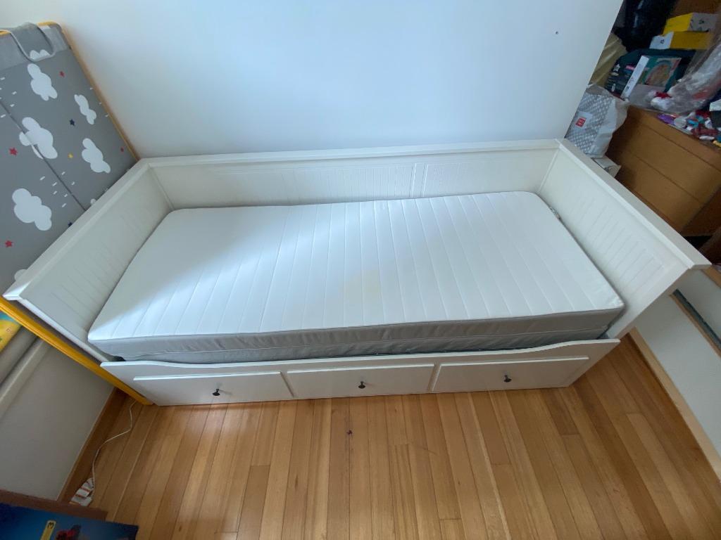 IKEA HEMNES bed with 2 HUSVIKA mattresses, Furniture & Home Living