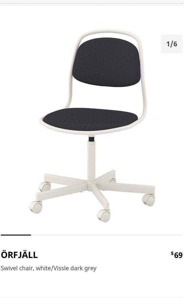 Ikea Orfjall Swivel Office Chair Grey Furniture Tables Chairs On Carousell