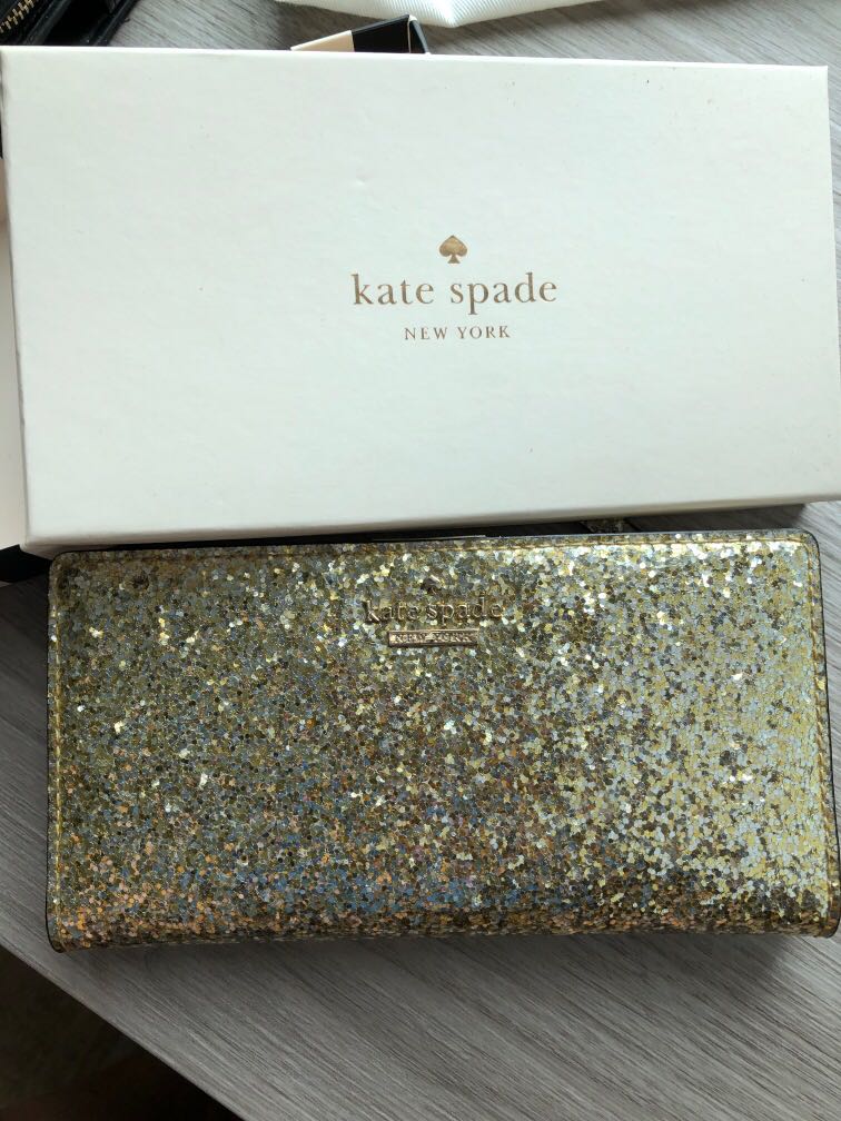 Kate spade gold glitter wallet hotsell