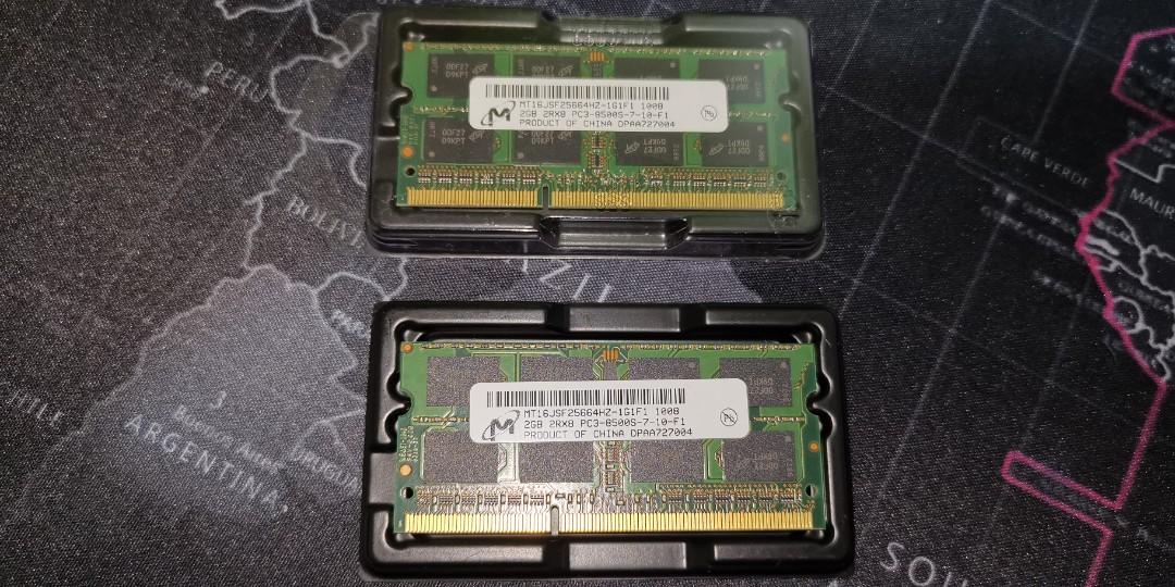 Laptop Ram 2x 2gb Ddr3 1066mhz Total 4gb Electronics Computer Parts Accessories On Carousell