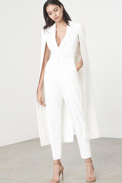 Lavish alice hotsell white cape jumpsuit