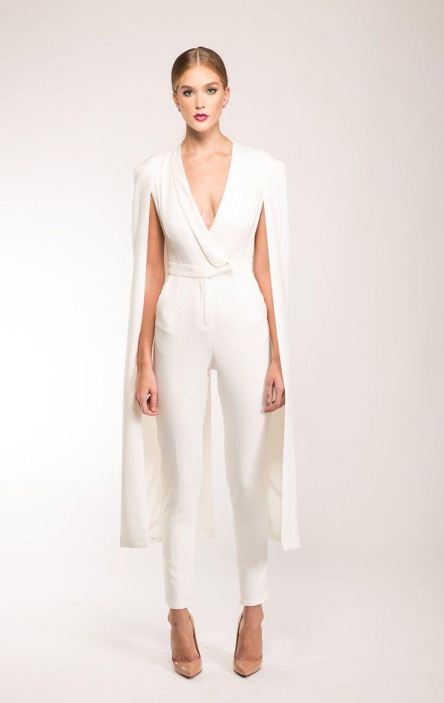 Lavish alice cheap white cape jumpsuit