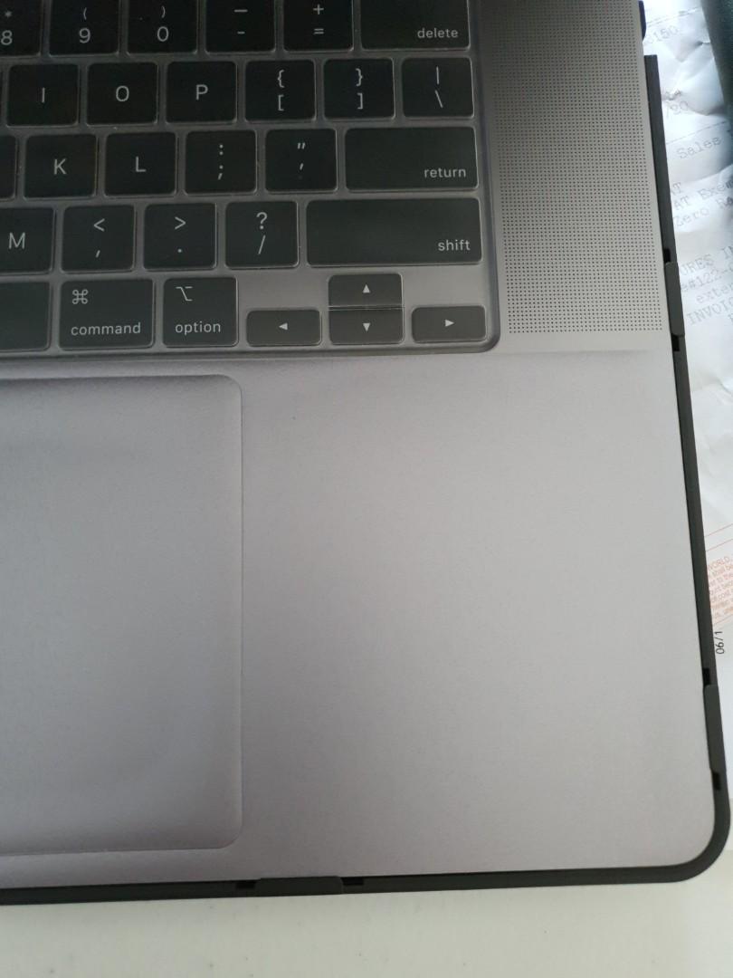 Macbook Pro 16 Palmguard Palmrest & Trackpad Protector (Category: Laptop Bags & Sleeves) located in Pasig City. Submitted by chie_store (Listing ID 1040949133, Image 2). Description: protects the palm rest and trackpad of your macbook. 2 decals or stickers included (1 for palm rest, 1 for trackpad) Space Grey color material or quality is very good passable as those bought in Power Mac/iStudio stores. package is open, but content is in good and ne