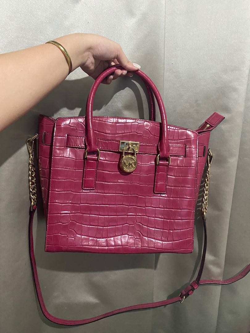 michael kors crocodile embossed handbolsa