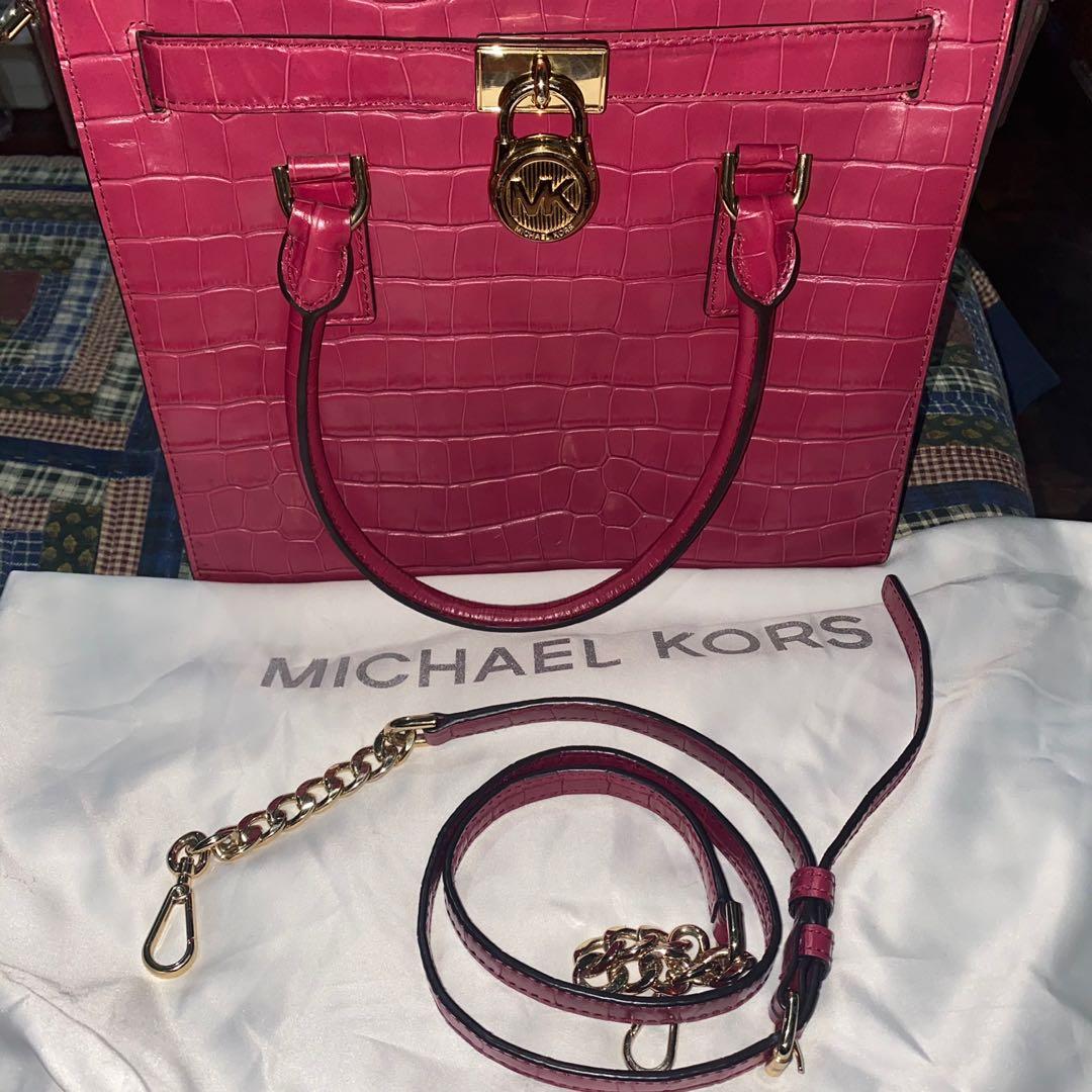 michael kors crocodile embossed handbolsa