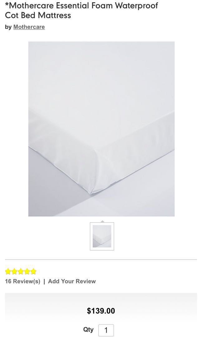 Mothercare Essential Foam Waterproof Cot Bed Mattress Babies Kids Baby Nursery Kids Furniture Cots Cribs on Carousell